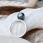 Anillo Plata 925/000 Rodio Perla de Tahití Azul