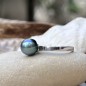 Tahitian Blue Peacock Pearl Sterling Silver Ring