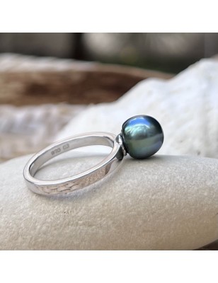 engagement ring Tahitian cultured pearl blue color price - perla Tahiti - what is the best woman gift for valentine's day ?