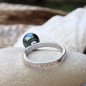 Tahitian Blue Peacock Pearl Sterling Silver Ring