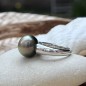 Peacock 12,88mm Tahitian Pearl Ring - Rhodium Silver