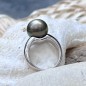 Peacock 12,88mm Tahitian Pearl Ring - Rhodium Silver