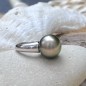 Peacock 12,88mm Tahitian Pearl Ring - Rhodium Silver