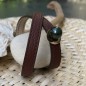 Armband Silber und braunes Leder Tahiti-Perle Grün