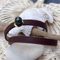 Bracelet Argent et Cuir Marron Perle de Tahiti Verte