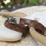 Bracelet Cuir Serpent Perle Gravée