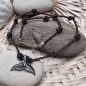 Ari - Leather Necklace Tahitian Nacre Dolphin Tail