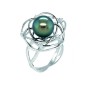 Flora - Bague Argent Rhodié et Perle de Tahiti