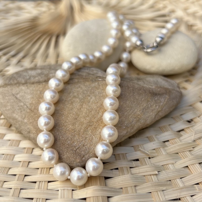 collana di perle d'acqua dolce chiusura in argento 925/00