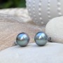 Lagon - Boucles d'Oreilles Argent Rhodié Vraies Perles de Tahiti