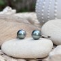 Lagon - Boucles d'Oreilles Argent Rhodié Vraies Perles de Tahiti
