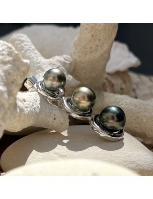 peacock, lime green and pistachio green Tahitian pearl sterling silver pendant