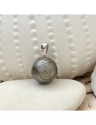 Pendentif grosse perle de Tahiti gravée