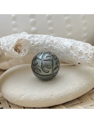 prix pendentif perle gravée argent rhodié - pendentif homme perle noire culture