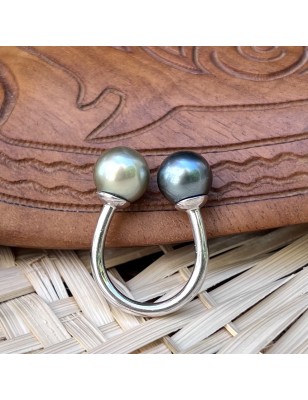 prix bague toi et moi perle de Tahiti bleue