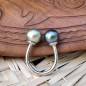 Toi et Moi Tahitian Pearl Blue and Golden Green Ring