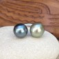 Toi et Moi Tahitian Pearl Blue and Golden Green Ring