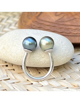 prix bague toi et moi perle de Tahiti bleue