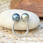 Toi et Moi Tahitian Pearl Blue and Golden Green Ring