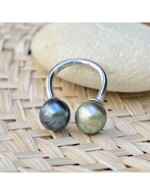 prix bague toi et moi perle de Tahiti bleue