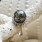 Cassius - Engraved Tahitian Pearl Silver Ring
