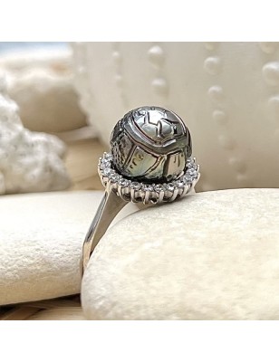 prix bague marquise perle Tahiti gravure tortue