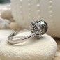 Cassius - Engraved Tahitian Pearl Silver Ring