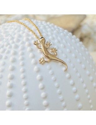 Gecko gold plated silver pendant