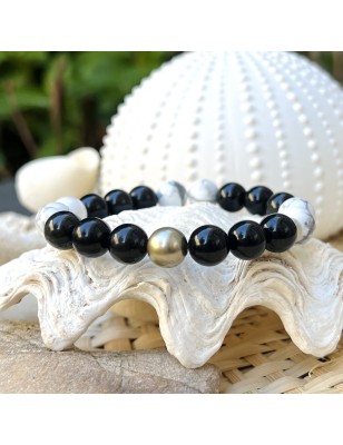 prix bracelet homme perle de Tahiti signification obsidienne