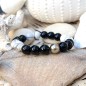 Bracelet Perle de Tahiti - Obsidiennes - Howlites