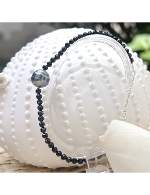 Armband aus 925er Sterlingsilber mit Tahitiperle - Spinell