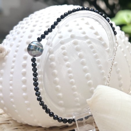 Bracciale in argento sterling 925 con perla di Tahiti - Spinello