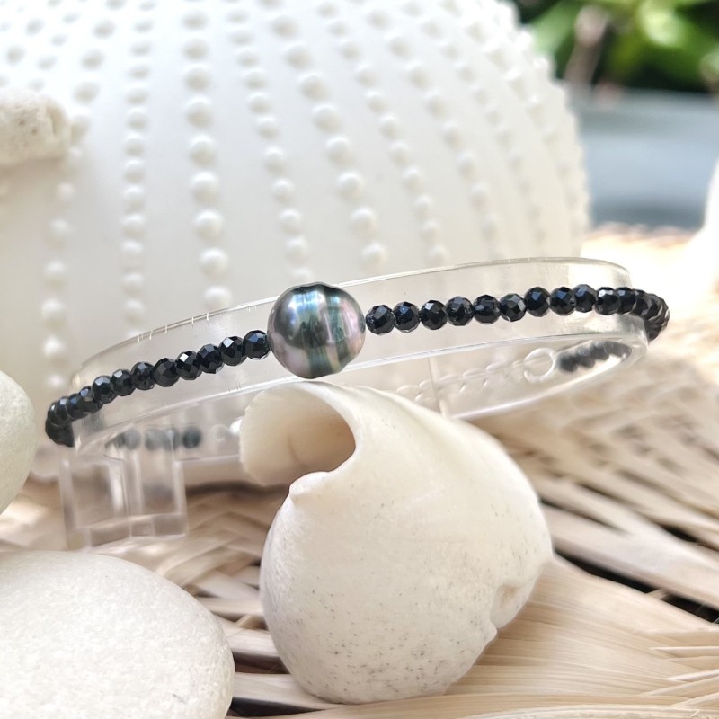 Armband aus 925er Sterlingsilber mit Tahitiperle - Spinell
