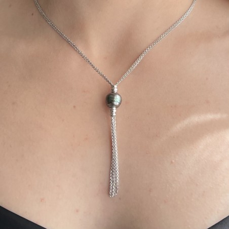 Tahitian pearl sterling silver necklace
