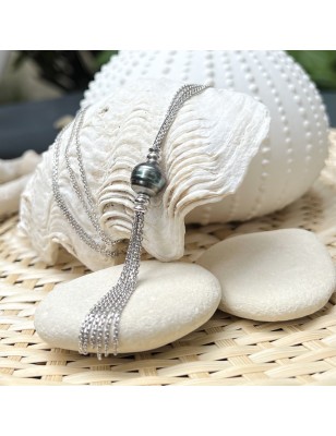 blue tahitian pearl silver necklace price