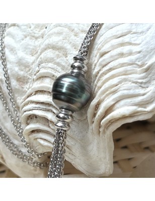 blue tahitian pearl silver necklace price