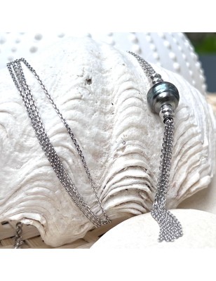 blue tahitian pearl silver necklace price