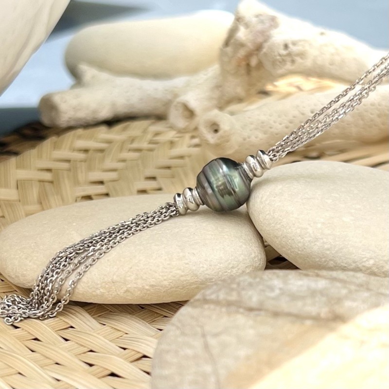 Tahitian pearl sterling silver necklace