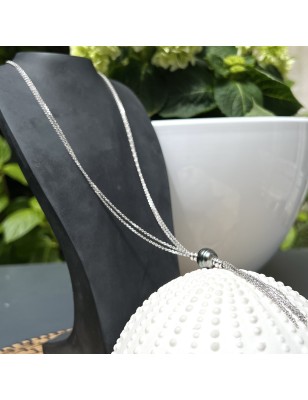 blue tahitian pearl silver necklace price