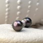 Metetini - Pendientes de plata con perla de Tahití de 7,64 mm