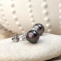 Metetini - Pendientes de plata con perla de Tahití de 7,64 mm