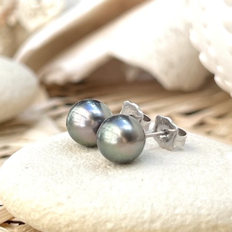 ヘイウラ - タヒチ産真珠のシルバーイヤリング