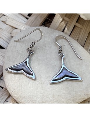 Boucles d'oreilles argent et nacre de Tahiti Raies mantas