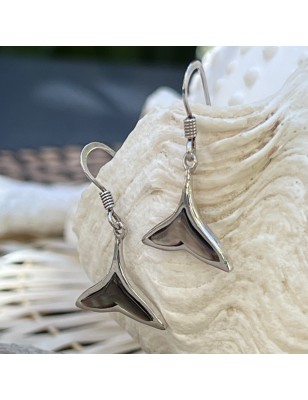 Mother of Pearl Manta Ray Rhodium Silver Earrings