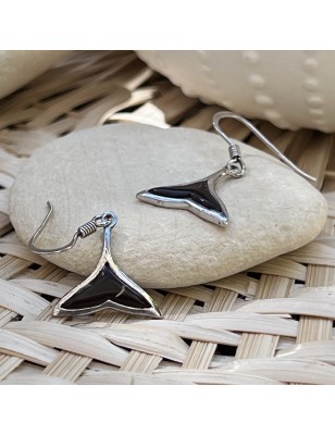 Pendientes de Plata Rodinada Raya Manta Coprah