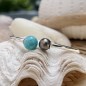 Larimar - Tahitian Pearl Rhodium Silver Bangle