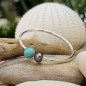 Larimar - Tahitian Pearl Rhodium Silver Bangle