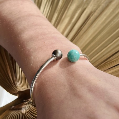 Larimar - Bracelet Argent Rhodié Perle de Tahiti