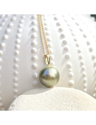 Hura - Pendente Oro 750 Perla di Tahiti Verde Laguna 13mm