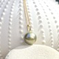 Hura - 13mm Green Lagoon Tahitian Pearl 18K Gold Pendant